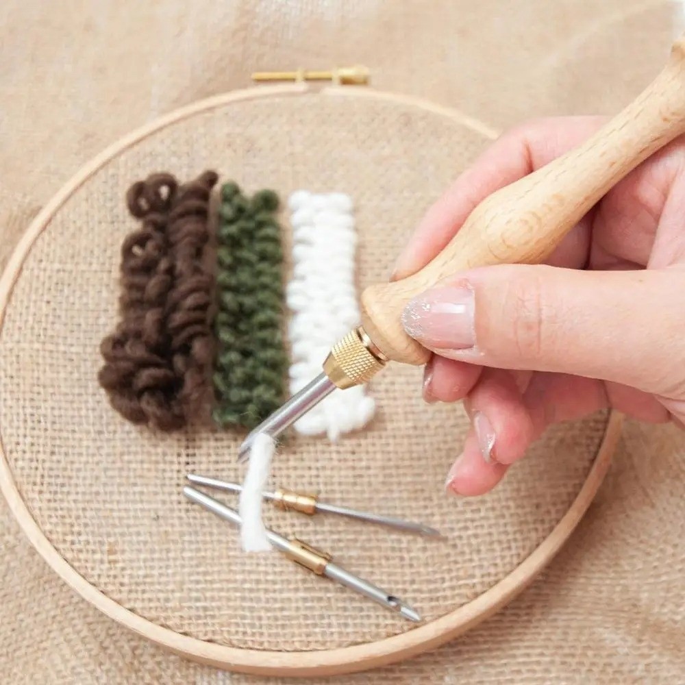 Cotton Embroidery Thread Skeins - 2.5mm/3.5mm/5mm Delme İğnesi Seti Ahşap Saplı