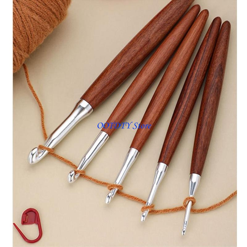 Wooden Crochet Hooks Ergonomic Handle - 367A 8 adet ergonomik ahşap kavrama