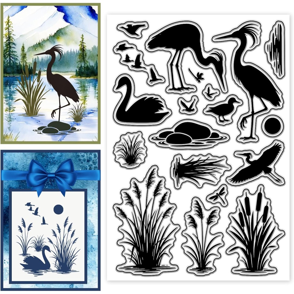 Clear Silicone Stamps For Card Making - Islak alanlar kuşlar desenli şeffaf pullar