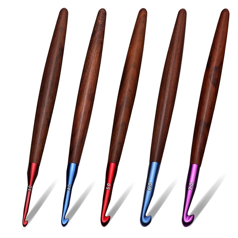 Wooden Crochet Hooks Ergonomic Handle - A59Z-Ergonomik Ahşap Saplı Tığ İğneleri Artritli