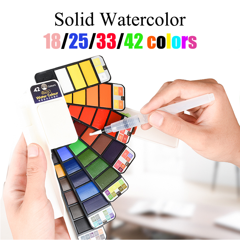 Watercolor Paint Set Solid Pigment - 18/25/33/42 renk katı suluboya seti jakuzi