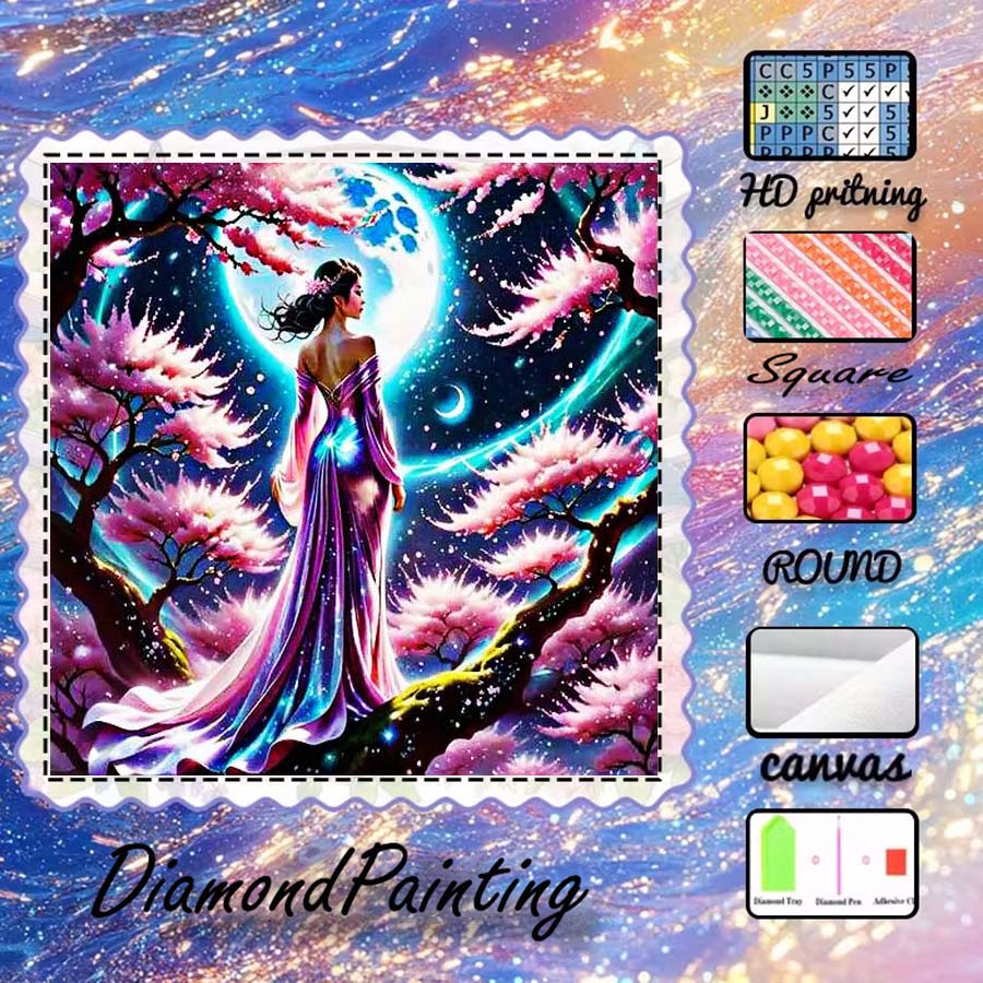 5D Diamond Painting Kit Full Drill - 1 adet 5D DIY floklu kumaş,