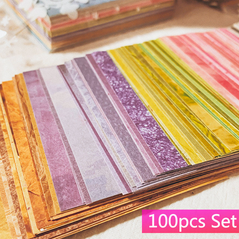 Vintage Junk Journal Scrapbooking Paper - 100 adet Renkli Doku Arka Plan