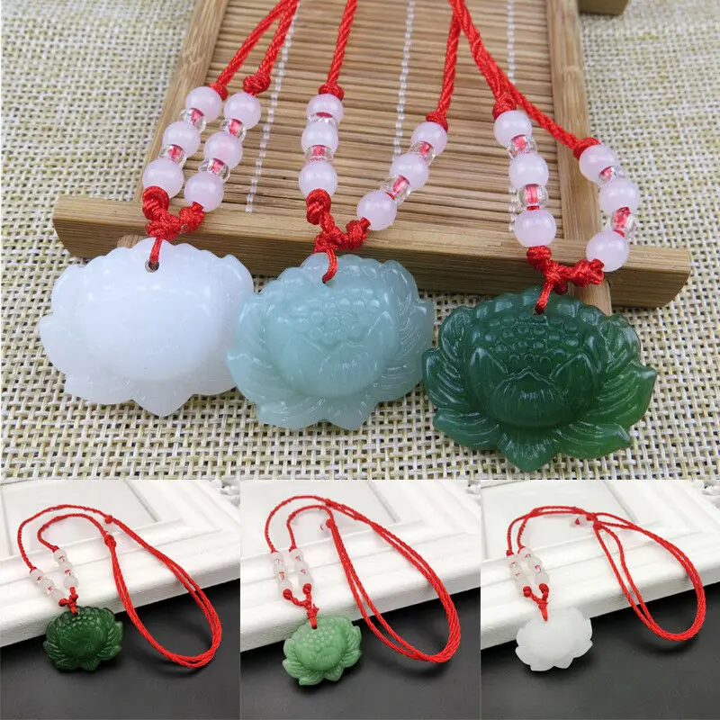 Beading - Doğal Yeşil Yeşim Taşı Lotus Kolye