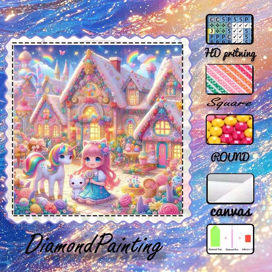 5D Diamond Painting Kit Full Drill - 1 adet 5D DIY flok kumaş,