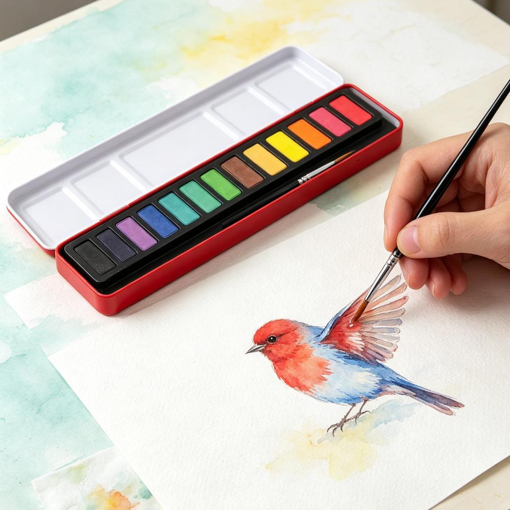 Watercolor Paint Set Solid Pigment - Taşınabilir Suluboya Boya Seti Katı Guaj