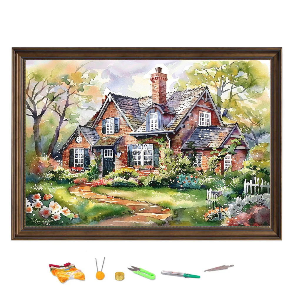 Cotton Embroidery Thread Skeins - Çapraz dikiş nakış orman evi baca