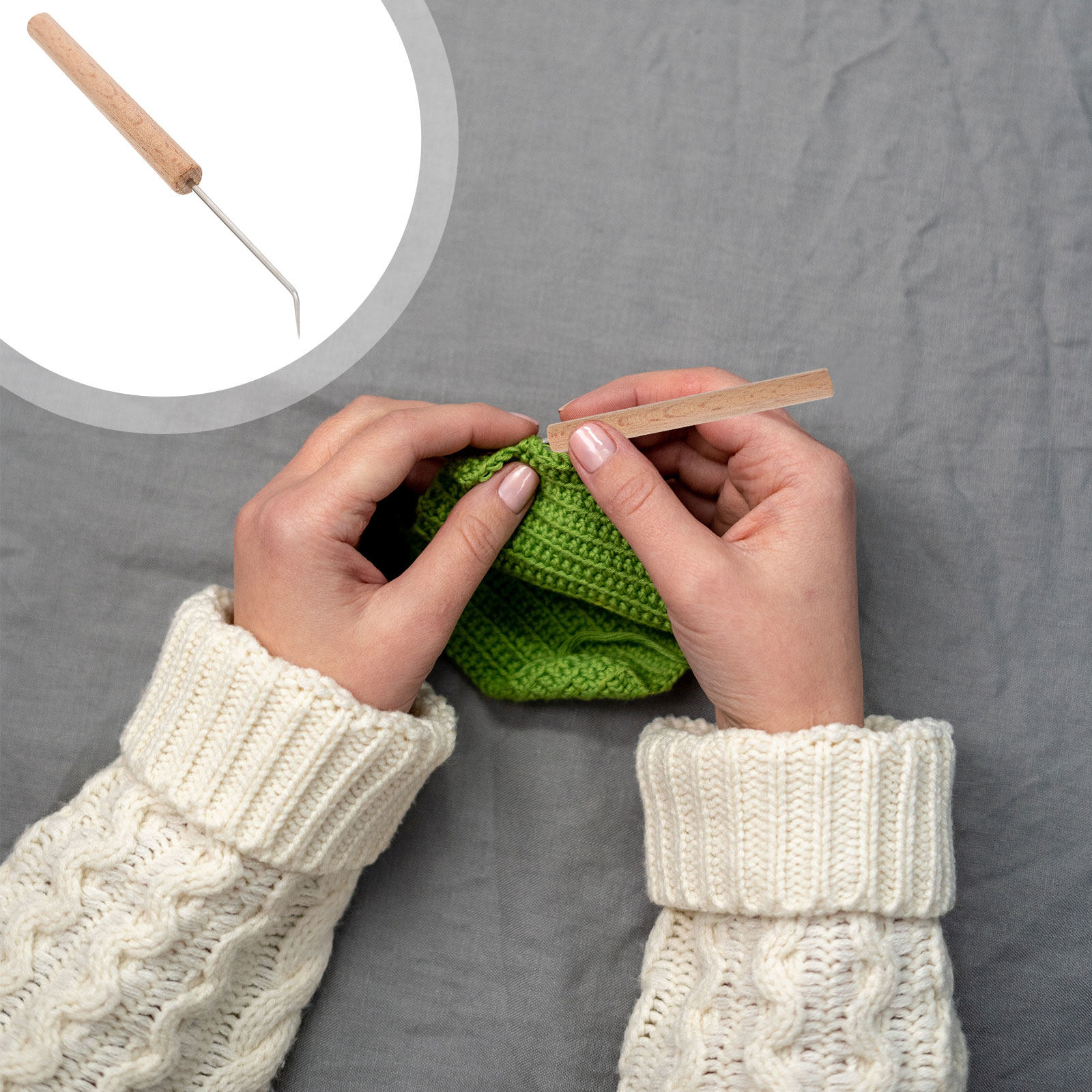 Wooden Crochet Hooks Ergonomic Handle - 1 Adet Premium Ahşap Tığ Seti,