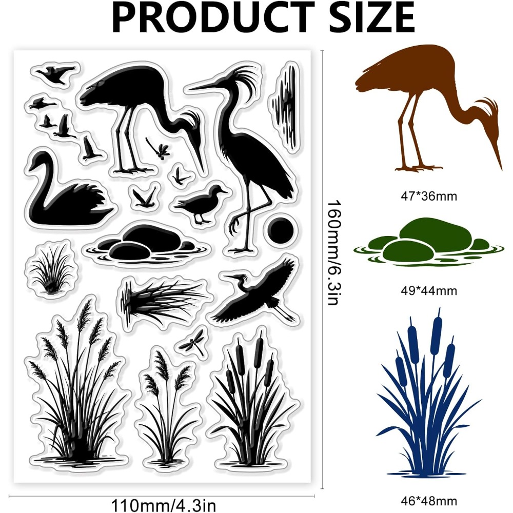 Islak alanlar kuşlar desenli ş - Clear Silicone Stamps For Card Making incelemesi ve fiyatı