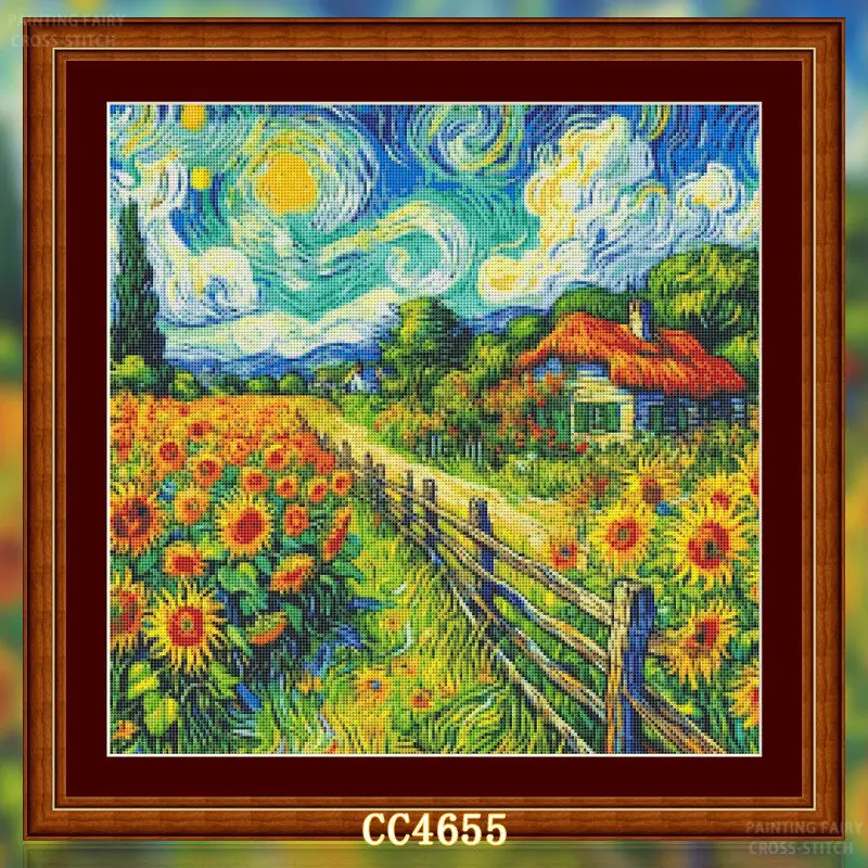 [[CC4656-Van Gogh Serisi Ayçiç - Cross Stitch Stamped Kits Beginners incelemesi ve fiyatı