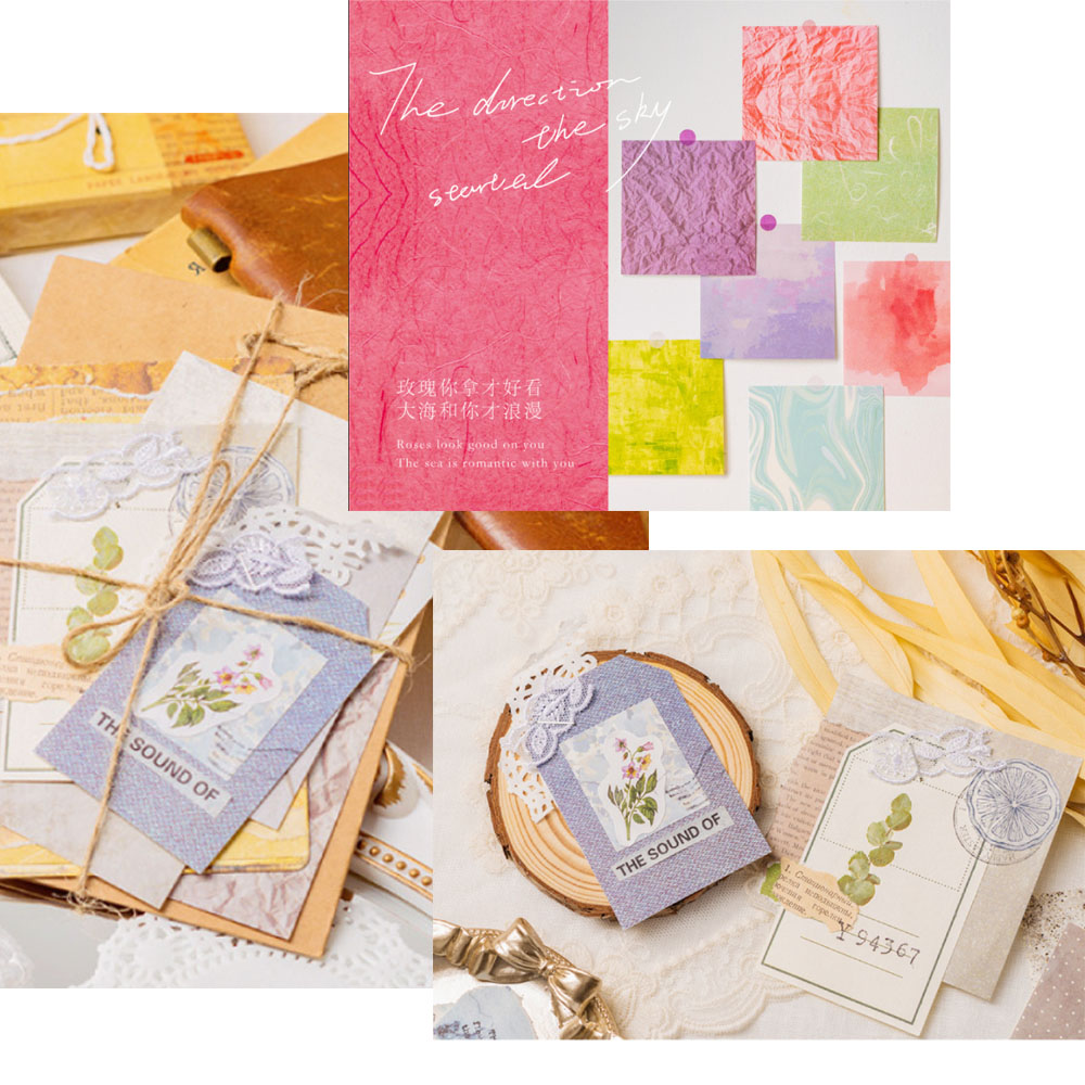 100 adet Renkli Doku Arka Plan - Vintage Junk Journal Scrapbooking Paper incelemesi ve fiyatı