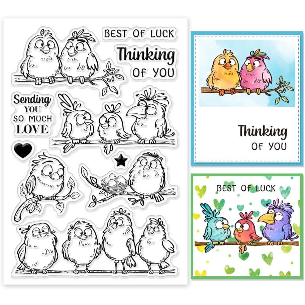 Komik Kuşlar Dalları Temizle P - Clear Silicone Stamps For Card Making incelemesi ve fiyatı