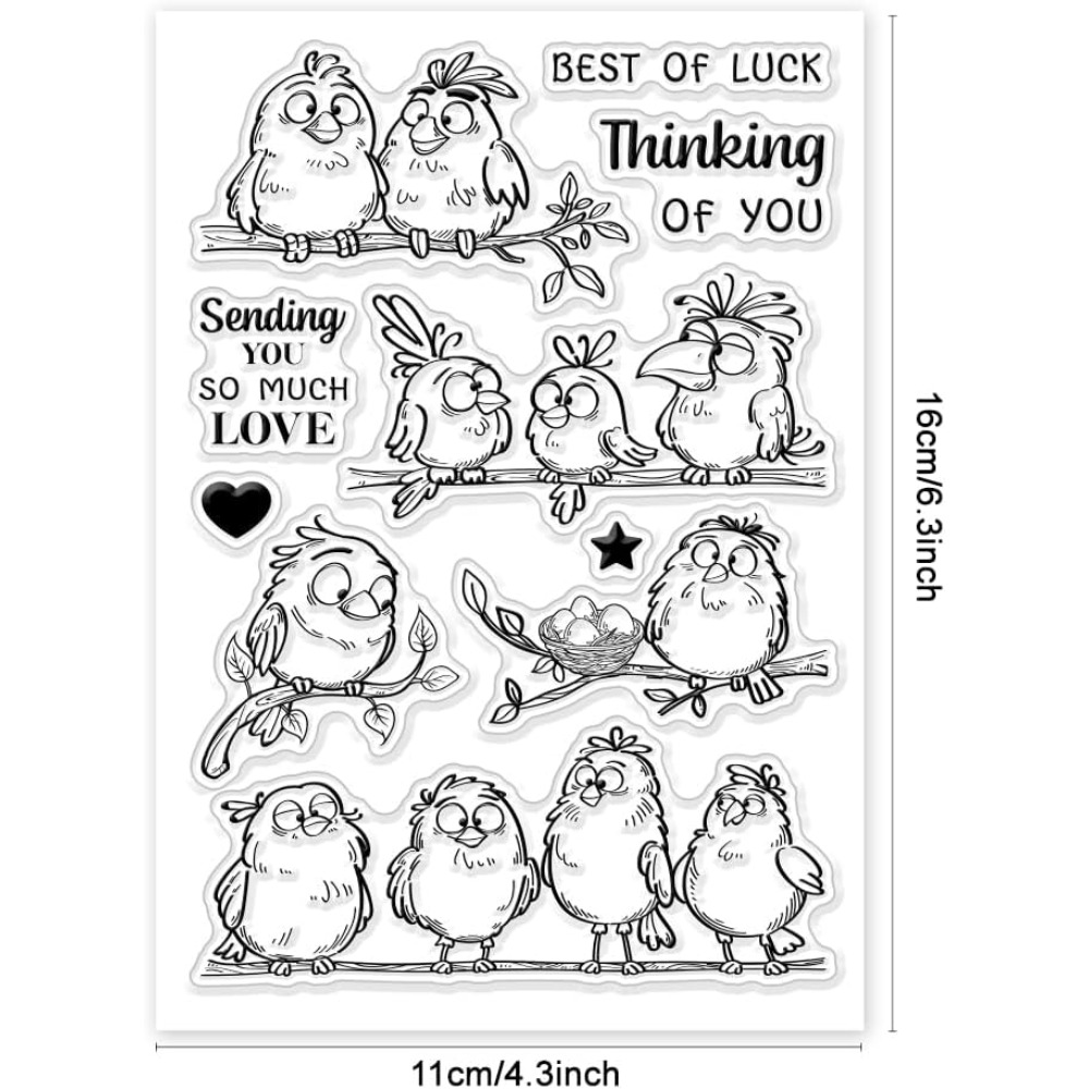 Komik Kuşlar Dalları Temizle P - Clear Silicone Stamps For Card Making incelemesi ve fiyatı